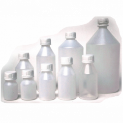 Frascos de plástico y vidrio