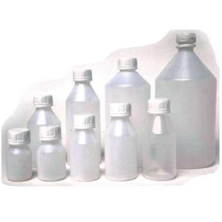 Frascos de plástico y vidrio