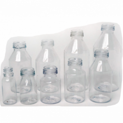 Frascos de plástico y vidrio